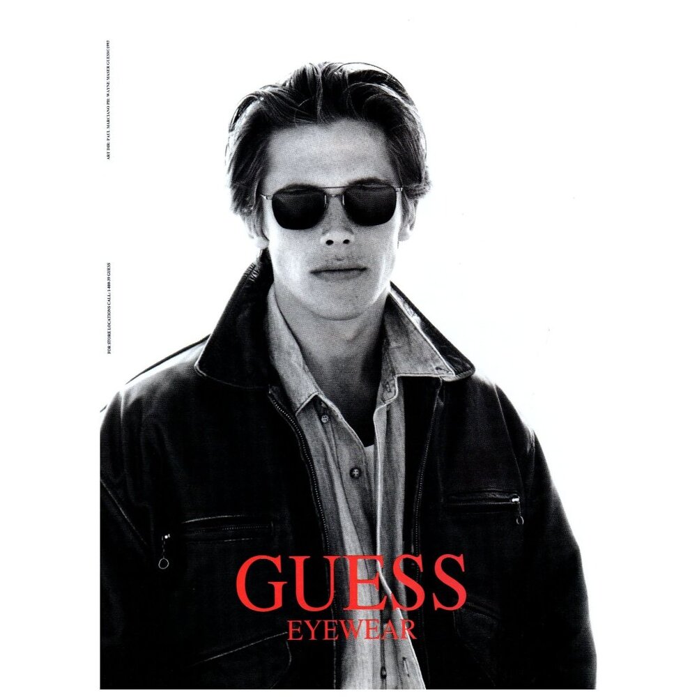 1993 Guess Eyewear Sunglasses Vintage Print Ad Leather Jacket 90s Fashion Art